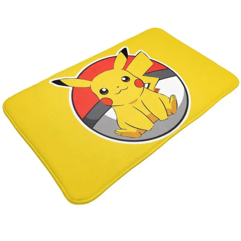 Custom Cartoon Animation Pokemon Pikachu Doormat Non-Slip Entrance Bathroom Kitchen Floor Door Mat Toilet Rug Carpet Footpad