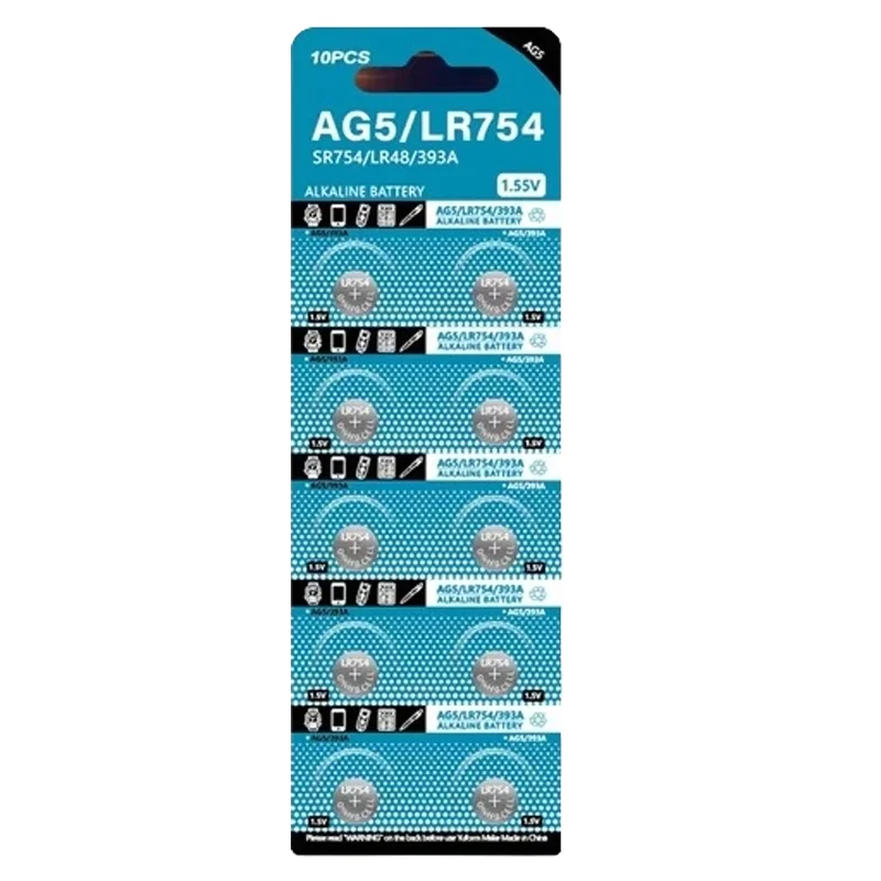 

2-10PCS AG5 LR754 Button Cell Batteries SR754 193 393 1.55V Alkaline Coin Battery L754 SR754SW LR48 For Watch Toys Clock