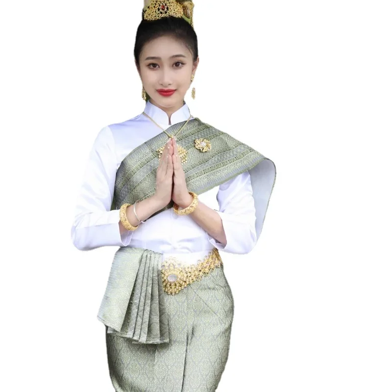 Thai Traditional Clothing for Women Tops Blouse Tube Skirt Southeast Asian Clothes Dai Dress Wedding Dress Thailand Outfit