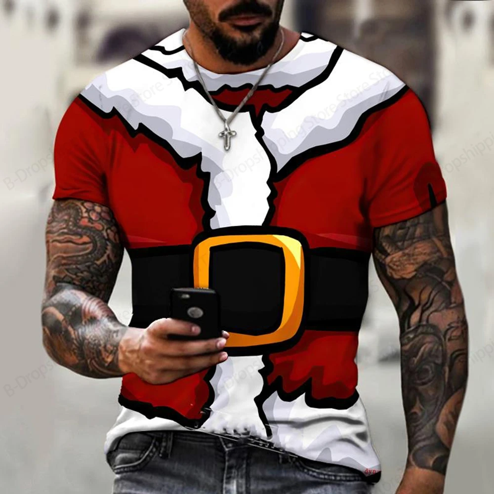 Men's T-shirt Merry Christmas 3d Print Tshirt Men Women Fashion Santa Claus T shirt O-neck Short Sleeve Tops Tees Gift