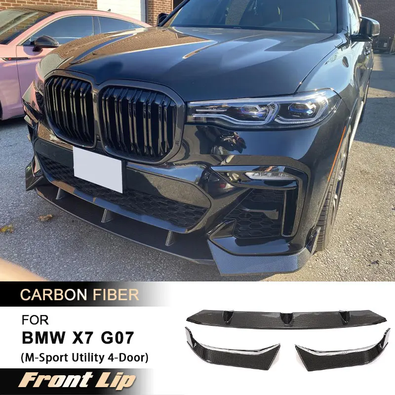 

Car Front Bumper Lip Spoiler for BMW X7 G07 M-Sport Utility 2019-2022 Front Lip Chin Aprons Splitters Body Kit Carbon Fiber FRP