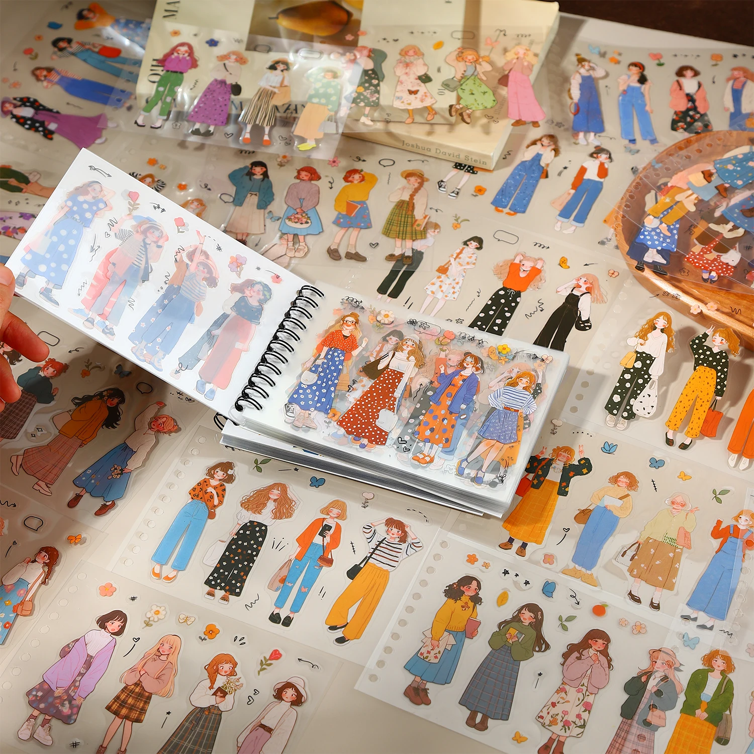 

50 Sheets Orange Aroma Cartoon Art Theme Coil Sticker Book for DIY Scrapbooking Guitar Phone Case Notebook Decoration