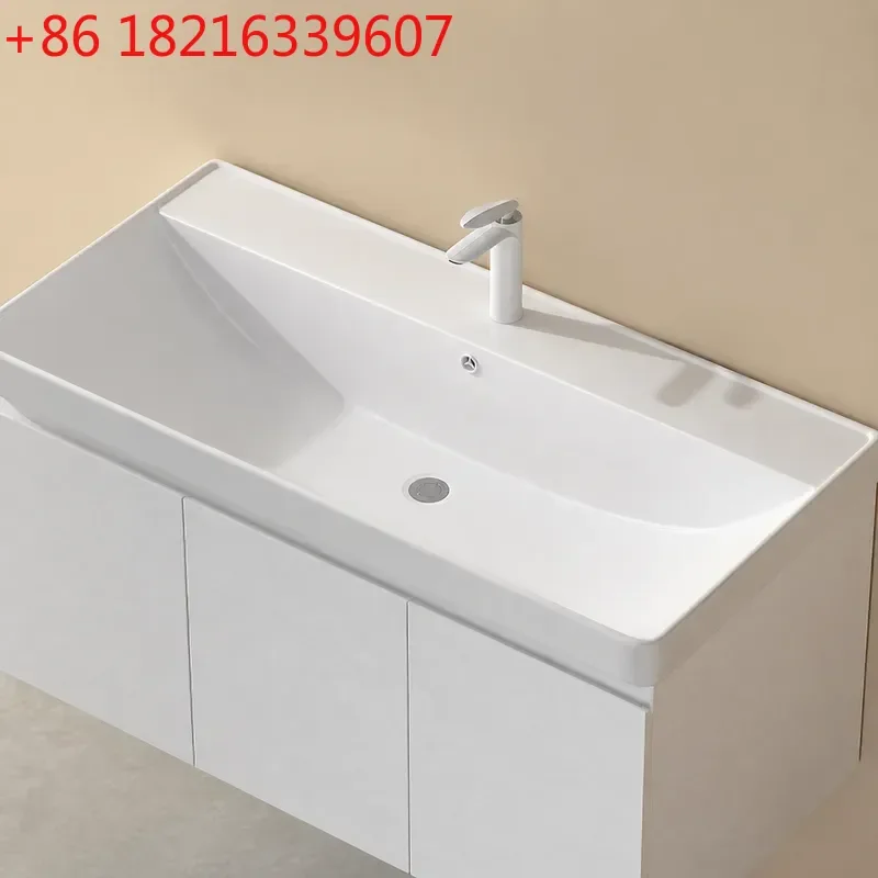 YAO1.2m Large Ceramic Integrated Wash Basin Bathroom Cabinet Semi Embedded Double Hole Sink Vanity Unit Modern Bathroom