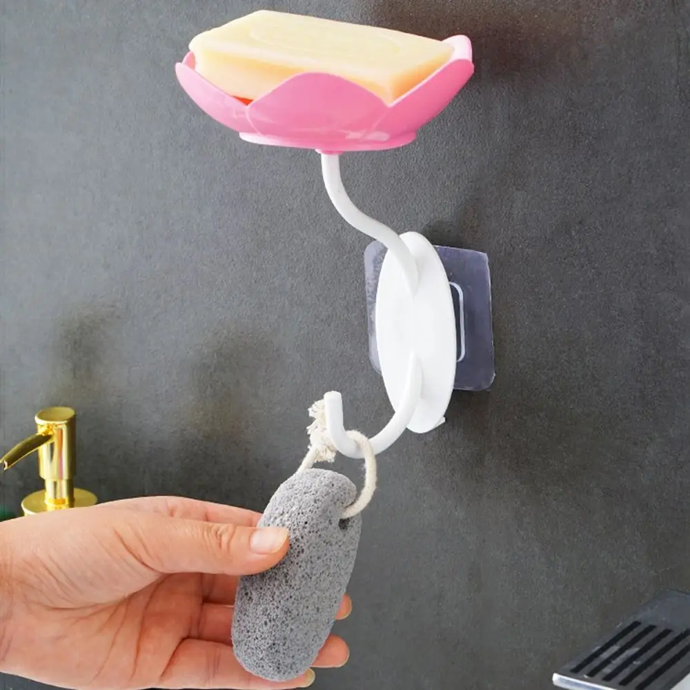 1Pcs Soap Tray Soap Box New Punch-free Flowers Lotus Shape Soap Dish Double Layer Bathroom Accessories Soap Plate Holder