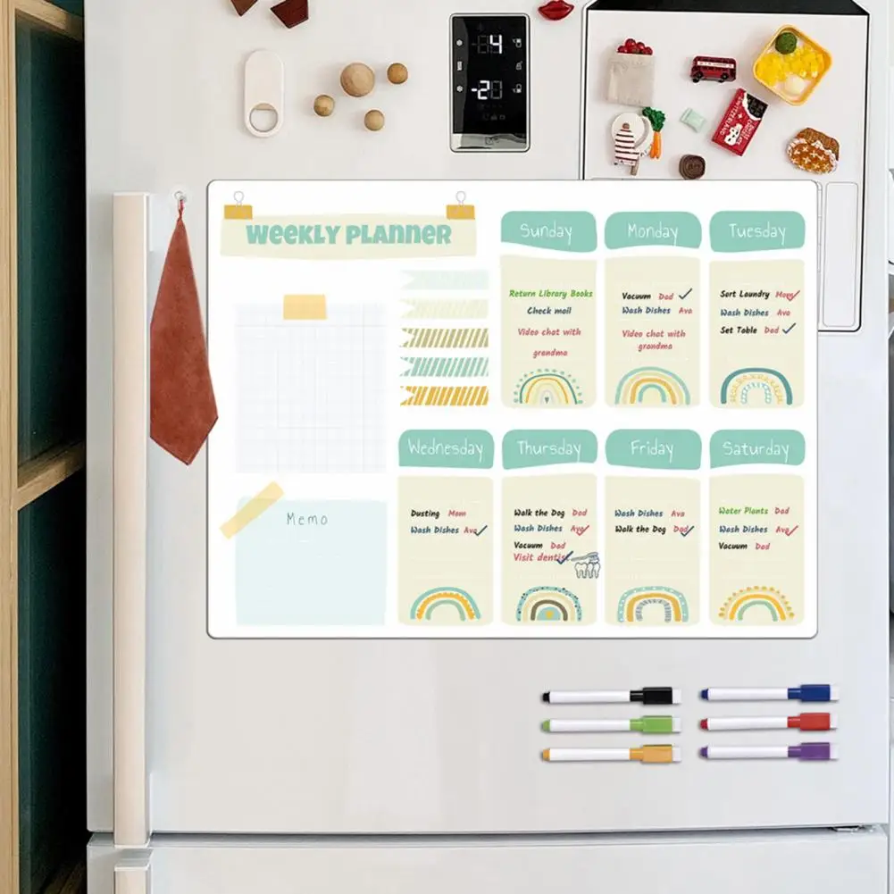 Erasable Weekly Planner Refrigerator Weekly Planner Magnetic Whiteboard Weekly Planner Set 9pcs for Fridge with for Home