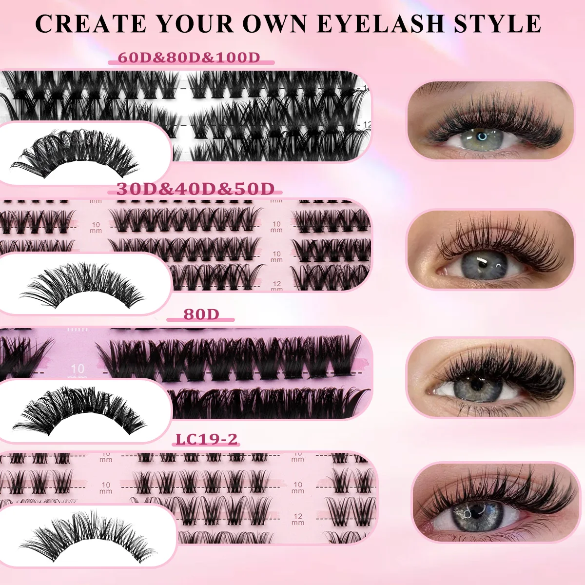 مجموعة رموش فردية مزيج أنماط لتقوم بها بنفسك مجموعات الرموش رموش طبيعية ناعمة مع السندات وملقط الختم هدية المهرجان قابلة لإعادة الاستخدام