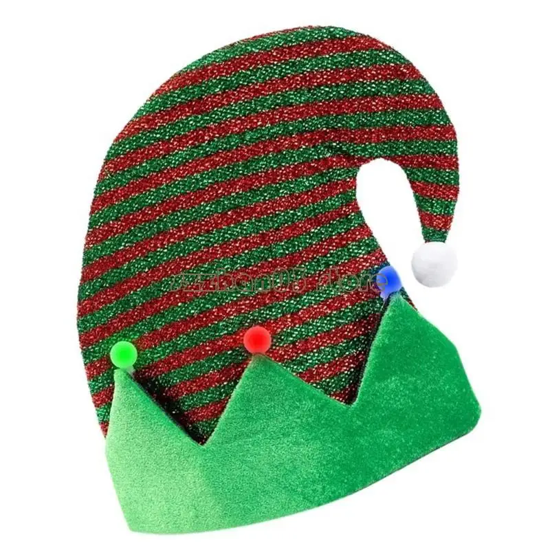 367C Blingbling Elf Hat قبعة عيد الميلاد الجني لاحتفالات الحفلات #4