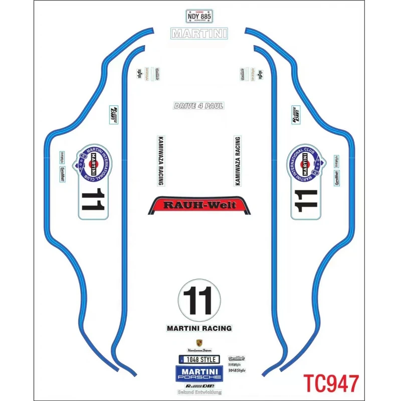 TC948 1/10 Poroche RWB 993 naklejka Martini arkusz (210mm X 297mm)