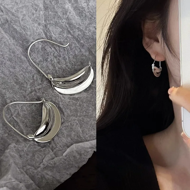Sam Panda 925 Sterling Silver Banana Boat Earrings For Women Exaggeration Fashion Jewelry Versatile Party Gift Dropshipping