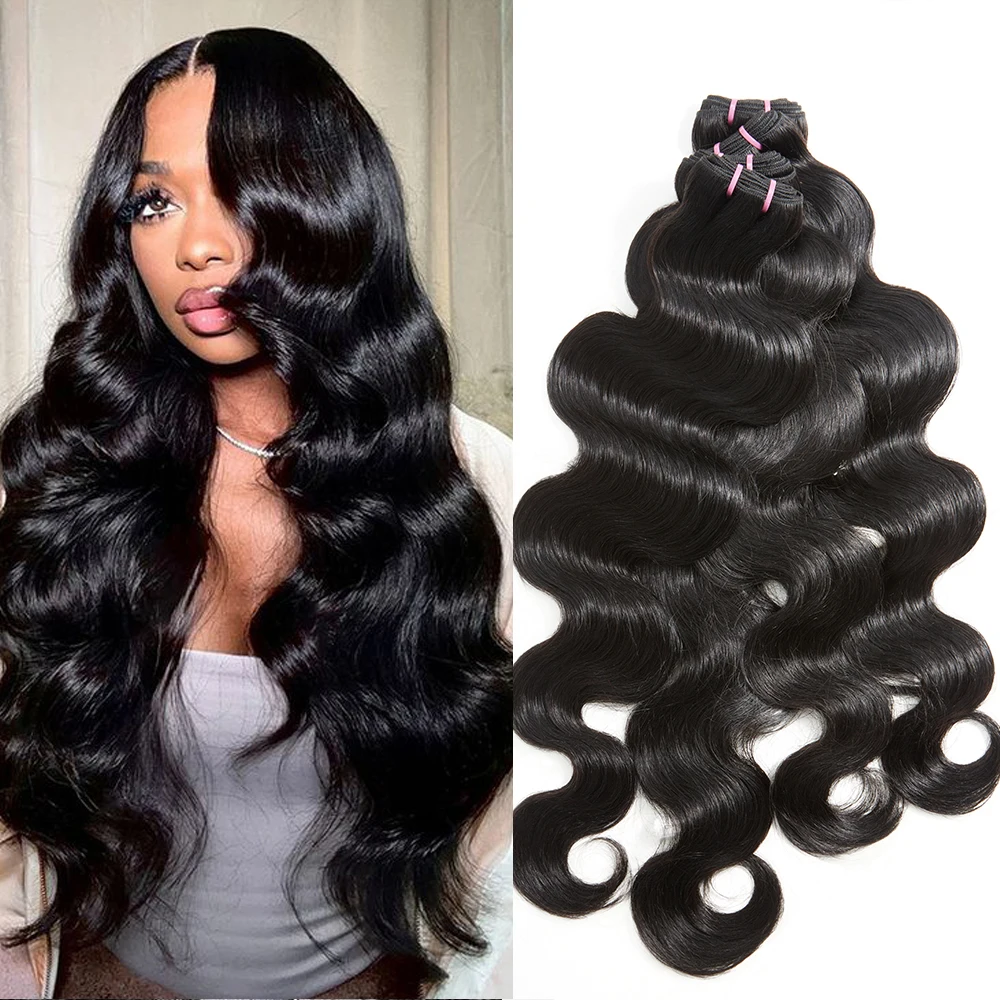 

Body Wave Bundles Human Hair 26 Inches Natural Black Virgin Hair Weave Brazilian 4 Bundles Raw Human Hair Extensions Unprocessed