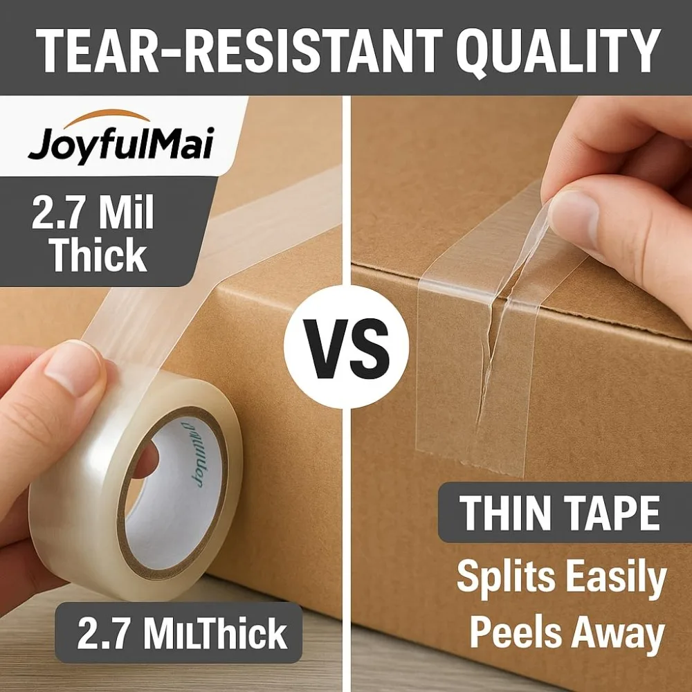 Clear Packing Tape 6 Rolls 1.88in x 65yds per Roll 390 Total Yards, Strong Adhesive Shipping Tape for Box Sealing, Moving, Packaging, Thicker 2.7Mil - view 3