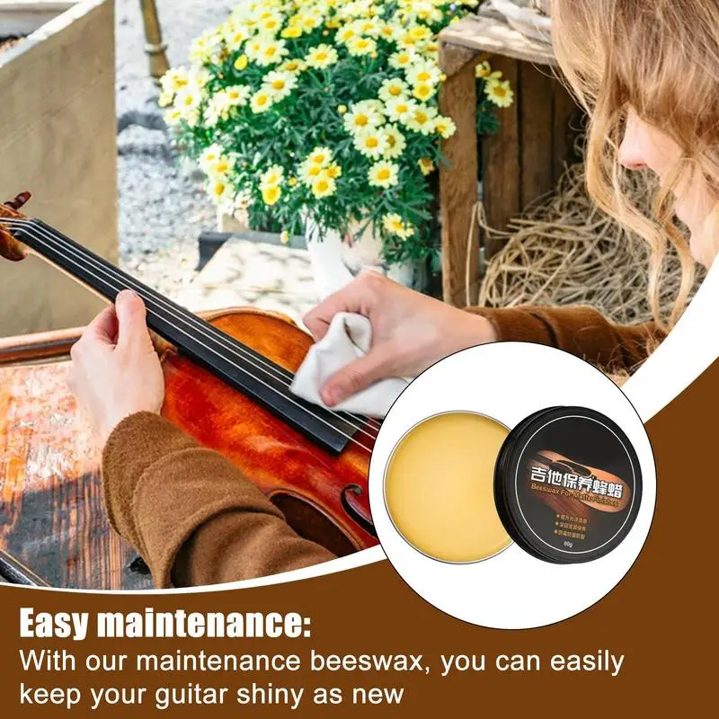 Guitar Cleaner Wax 80g Guitar Care Beeswax Multi-Functional Guitar Care Beeswax Effective Wood Instrument Polish For Wood