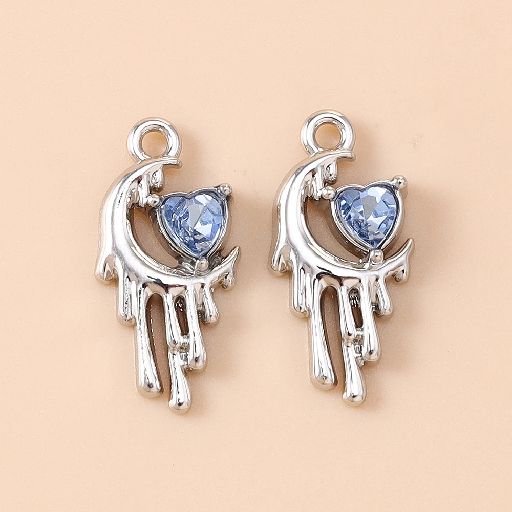 Leslie 5 Stück Modische Y2K Legierung Kristall Flüssig-Lava Herz Anhänger DIY Schmuckherstellung Charm Ohrringe Halskette Armband Zubehör – Detail 19