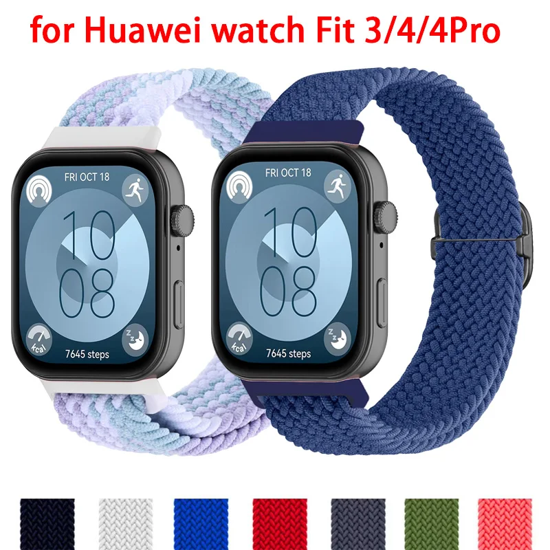Geflochtenes Solo Loop Strap für Huawei Watch Fit 4/4Pro Zubehör, verstellbares Sport-Nylon-Ersatzarmband für Huawei Fit3 Band