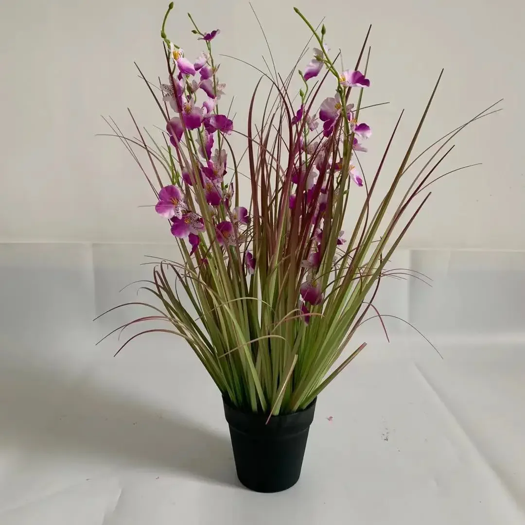 75cm Fake Plant Reed Lavender Rice Dandelion Dancing Orchid Simulation Green Plants with Basin Hotel Wedding Home Decoration