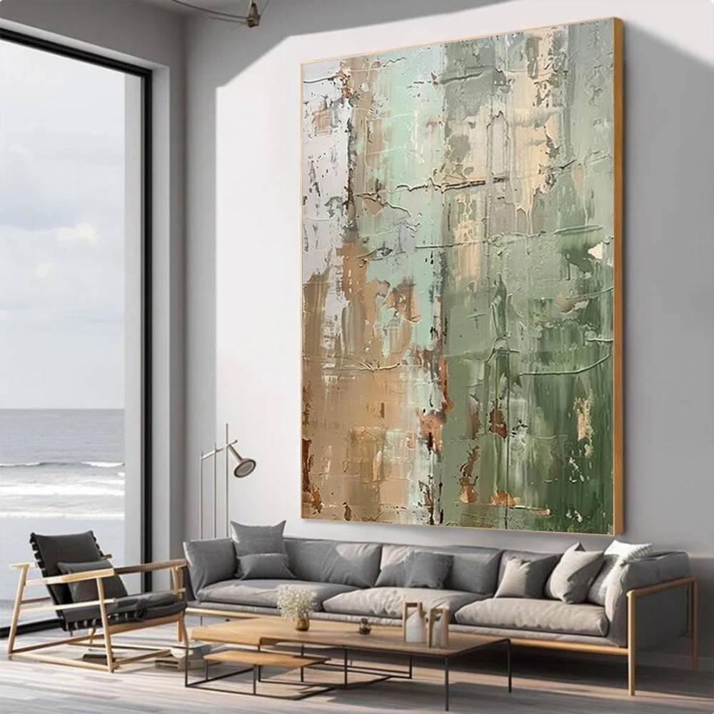 Large Picture Abstract Oil Painting on Canvas - Handmade Art Knife Drawing Wall Images for Home Living Room Decor Mural Artwork
