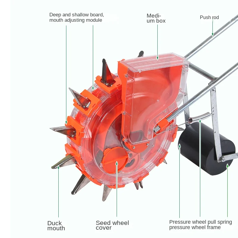 Agricultural hand pushed corn and peanut seeder, seeder, multifunctional soybean, radish, sorghum spot seeder