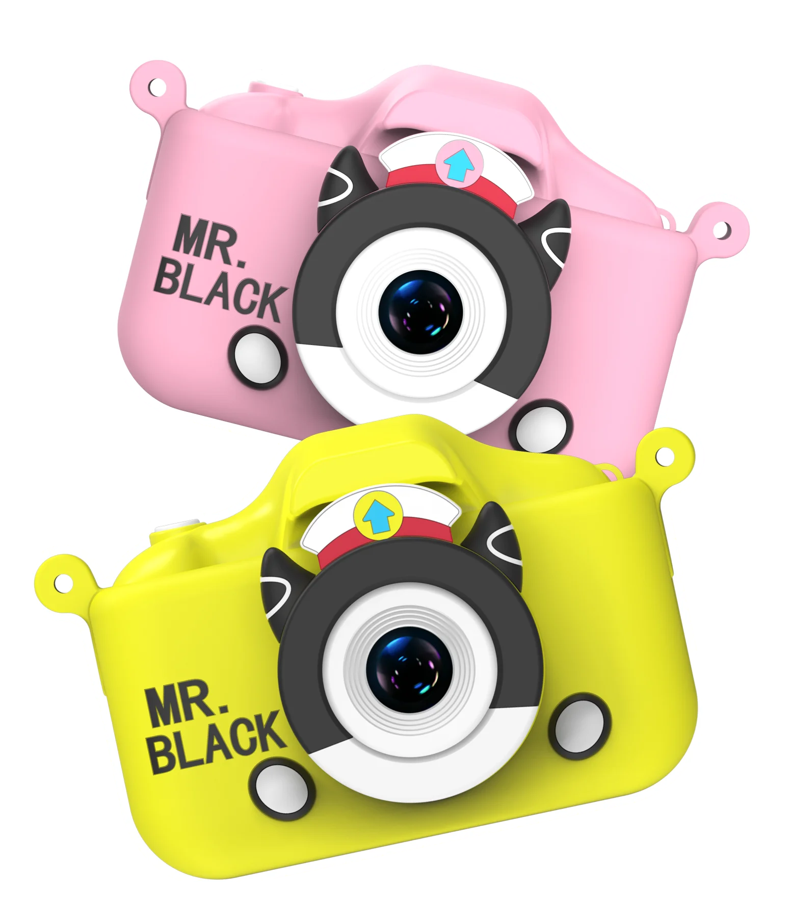 X7S Mini dual lens Kids camera 1080P Mr Black cartoon children's camera adorable toy kids selfie digital camera as gift prize