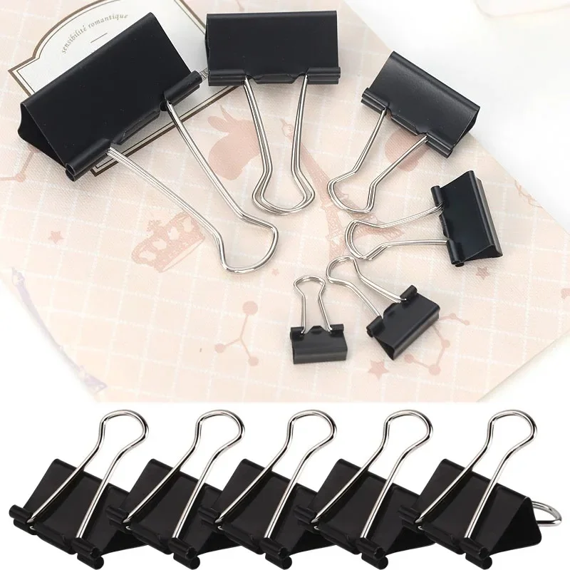 10-40Pcs Note Letter Paper Clip Black Metal Binder Clip Student Brief School Stationery Office Stationery Long-Tail Folder