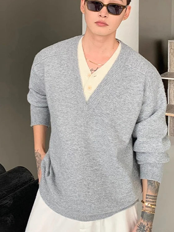 

Lazy Sle V-Ne Knitwear Men Women Inner Wear Base irt Trendy Autumn Winter Sweater Soft Medium Thin Warmth Color