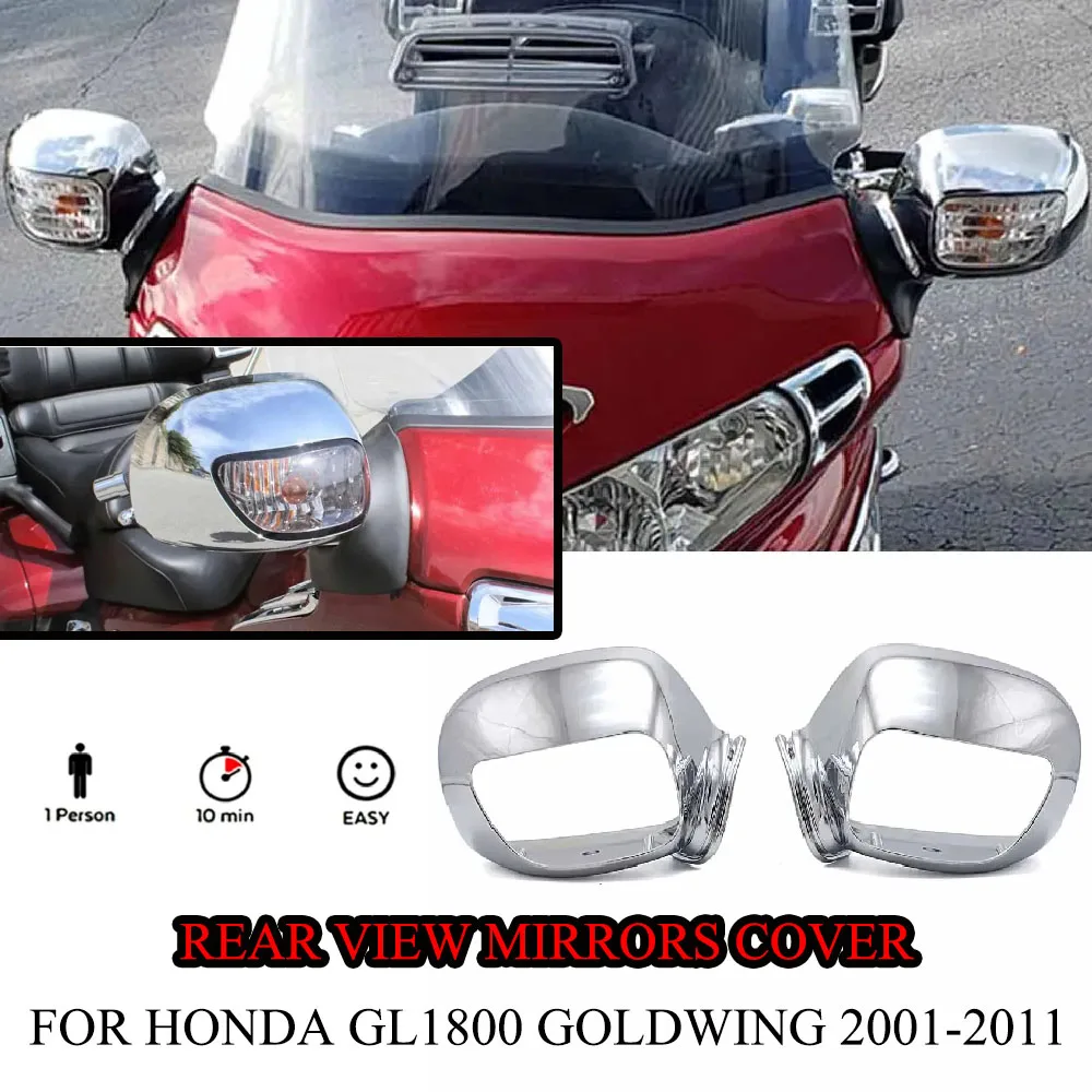 

For Honda GL1800 GOLDWING 2001-2011 High QualityMotorcycle Chrome/BLACK Rear View Mirrors Cover Rearview Mirror Protective Cover
