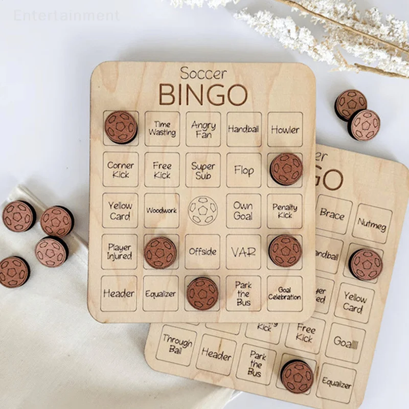 Ball Bingo Game Sport-Themed Family Game Night - Soccer/Baseball/Basketball/Football Bingo Game Wooden Bingo Board House betting