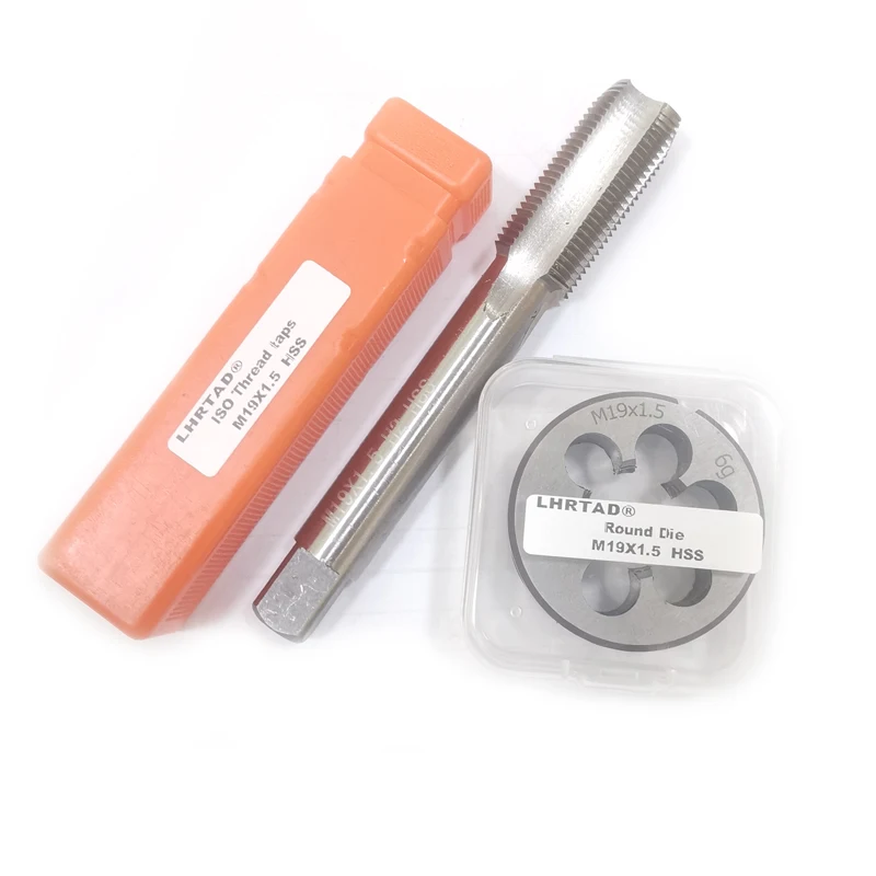 Imagem -04 - Tap Die Grupo M19x2 M19x1.5 M19x1 M19x0.75 Hss Reto Métrico Parafuso Fino Torneira Redonda Kit de Reparo de Rosca M19x2 M19
