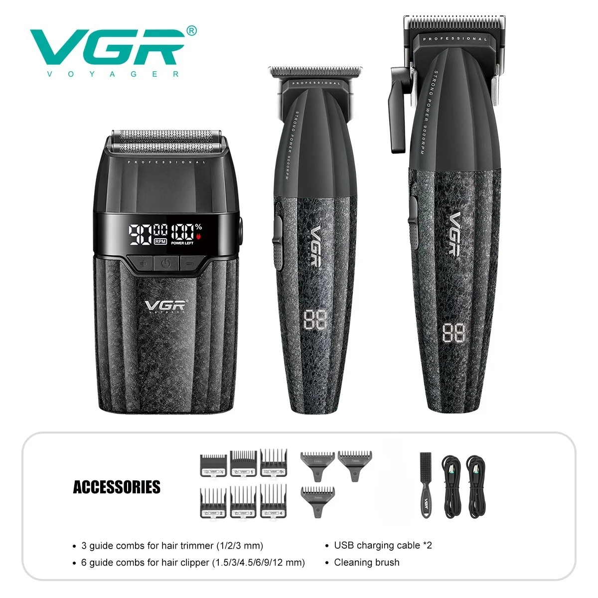 VGR Hair Trimmer Professional Clippers Cordless Hair Clipper Electric Clippers 9000 RPM Adjustable Hair Trimmer for Men V-640 s3 image 6