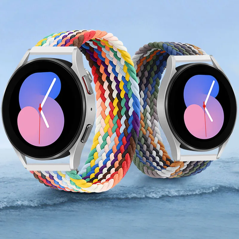 

Strap for Samsung Galaxy watch 4/3/5 pro/active 2/Gear S3 braided solo loop bracelet correa Huawei watch GT 2 3 20mm 22mm band