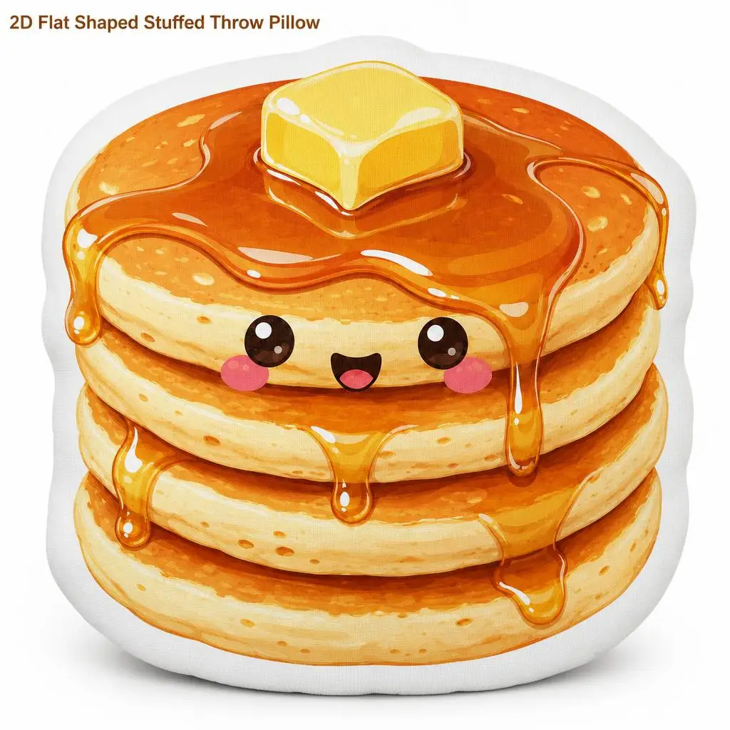 Cute Pancakes Kawaii Breakfast Syrup Butter Dessert Plush Pillow Cushion Irregular Stuffed Throw Pillow Home Decor Gift Sofa Bed