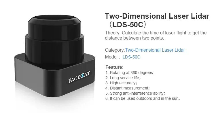 

PACECAT HOT SALE LDS-50C-R TOF outdoor lidar motion Radius Position sensor long range 40meters 2d lidar 360 for robot agv