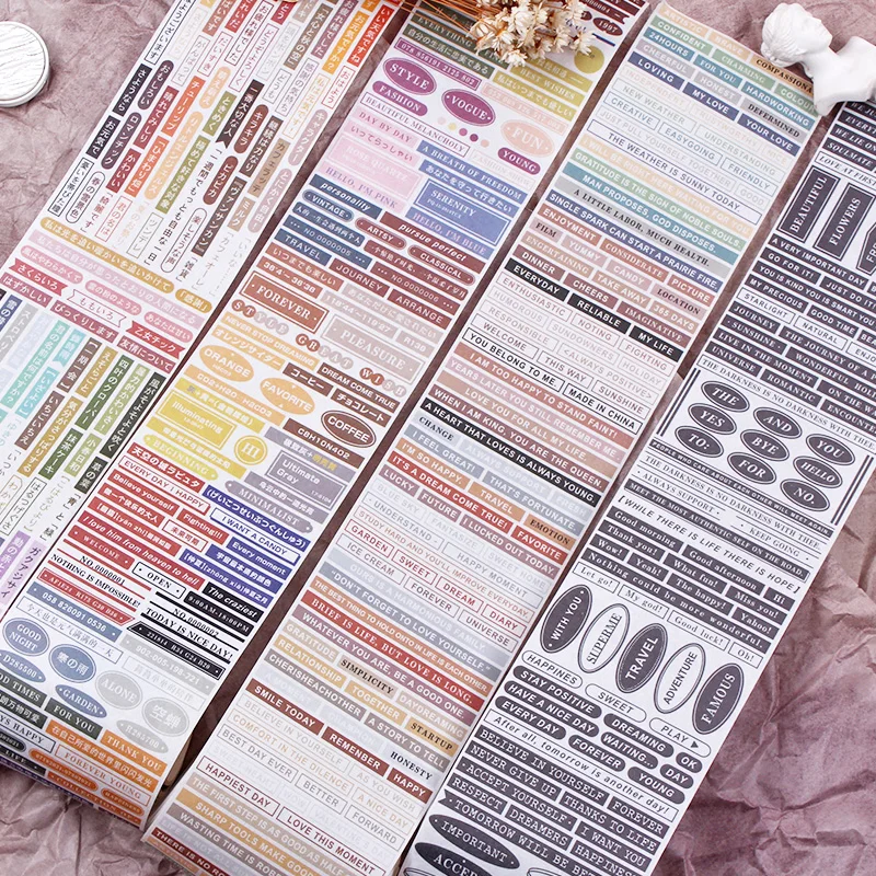 Word control series washi tape ins style letters paper tape with release paper stickers decoration materials