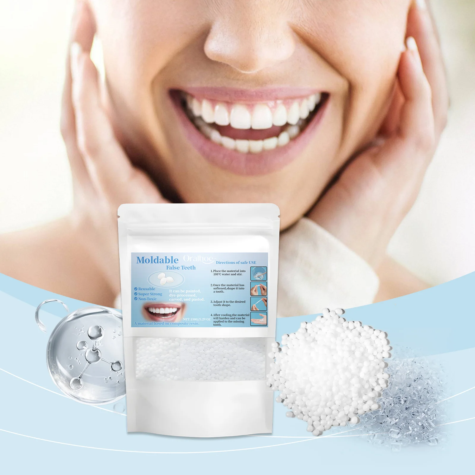 Solid Dental Gum Granules-Temporary Tooth Filler For Prosthetics Film Makeup, High-Adhesion Resin Blend With Superior Durability