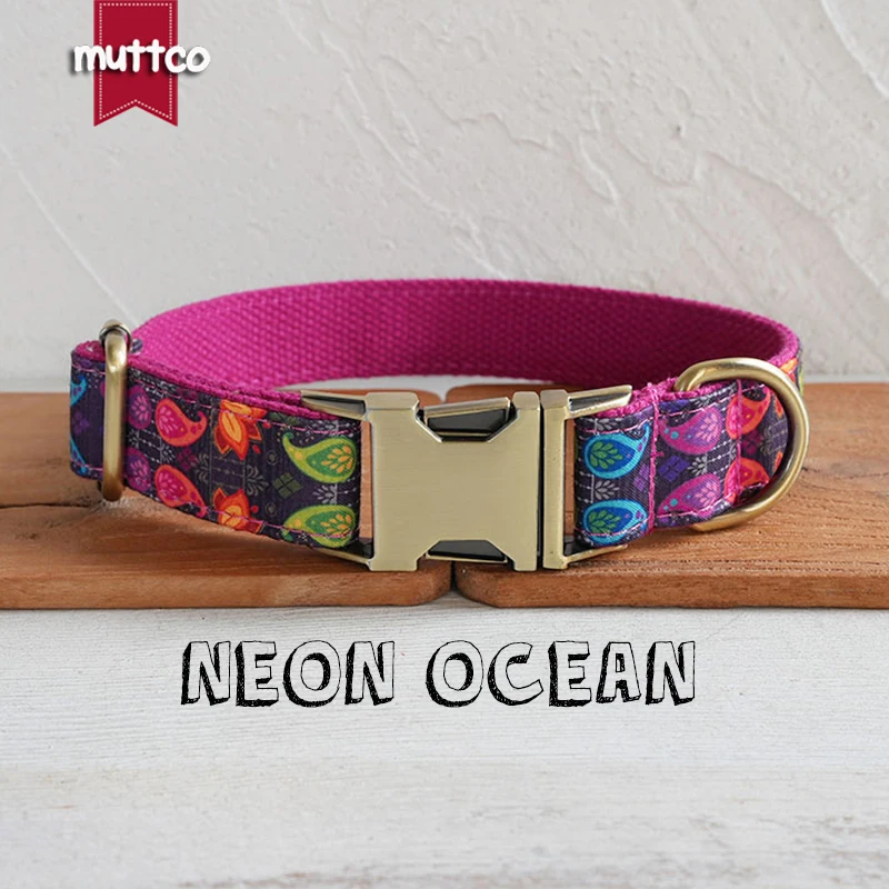 MUTTCO this collar is rich color with elements of the colorful lotus motif NEON OCEAN giving it a gorgeous mystique UDC210