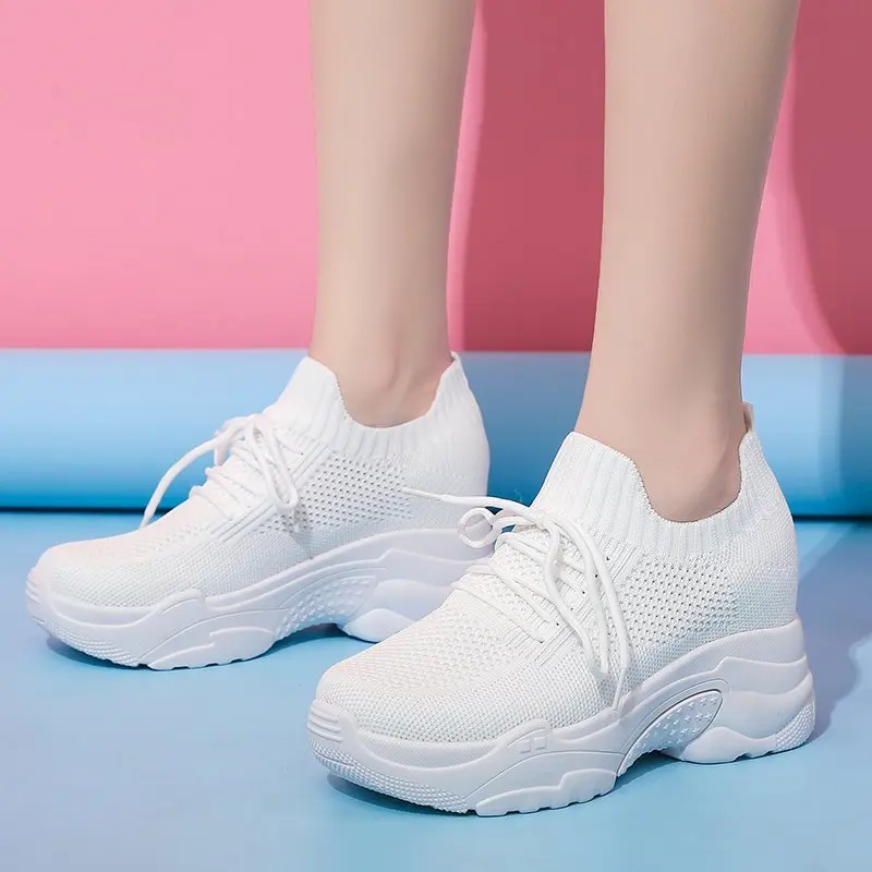 Daddy shoes women's ins tide 2020 autumn new Korean version mesh platform muffin flying woven sneakers
