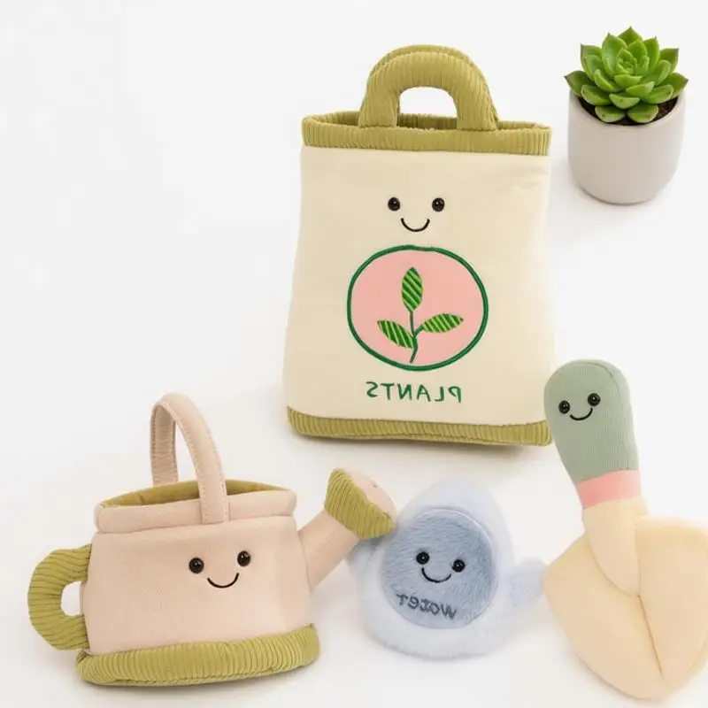 Cut Gardening Plush Toy Plant Bag Drop Shovel Watering Can Soft Stuffed Doll Filled Parent Child Interactive Gift Boy Girl Kids