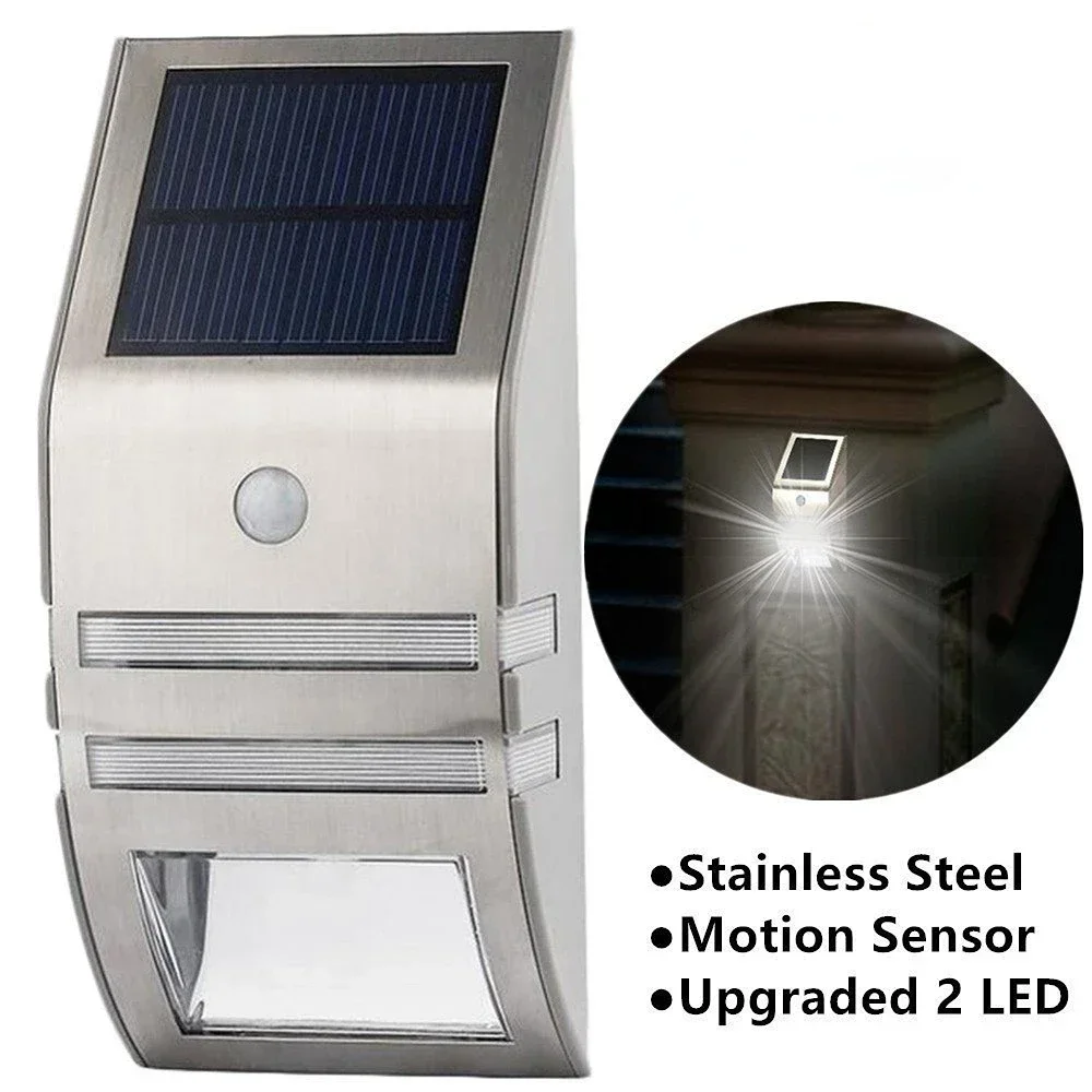 Home Security Operated Lamp Solar Stair Wall Lights Solar Motion Sensor Lights IP67 Waterproof. Wireless Security