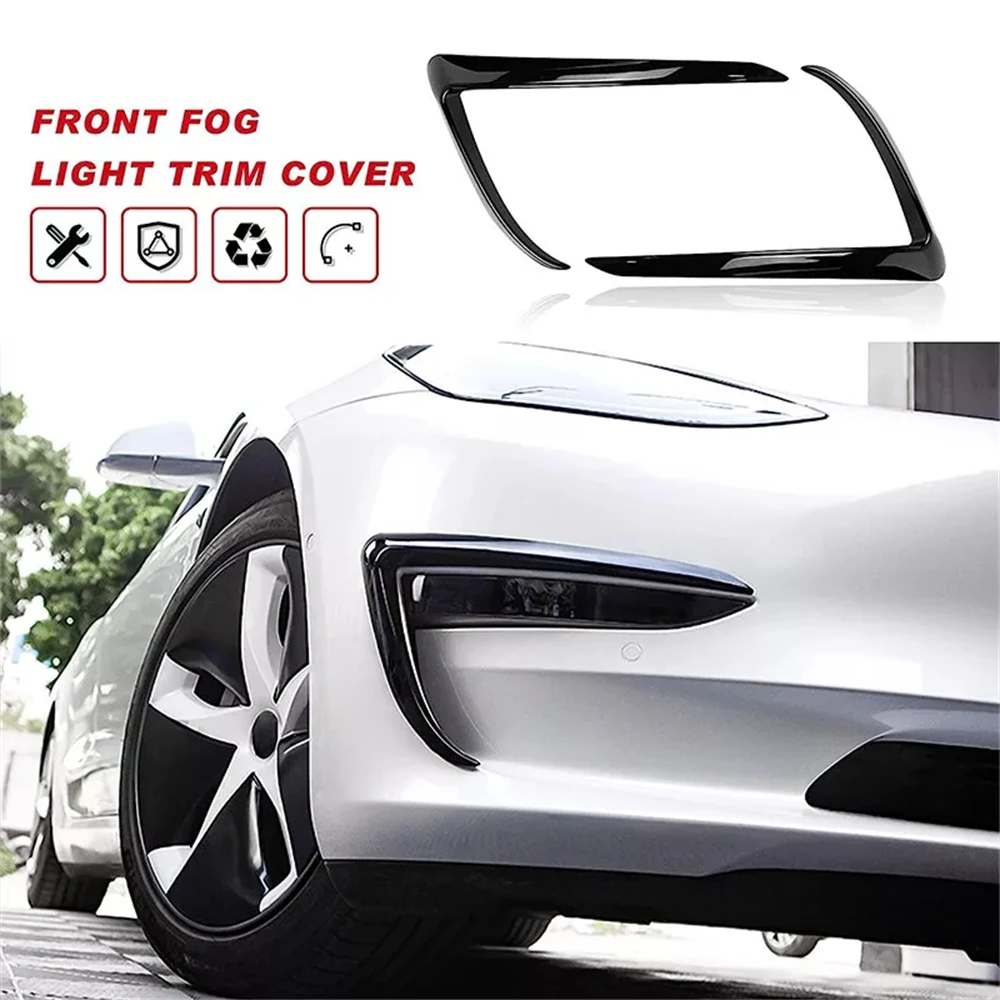 

Pop Pop 1Pair Car Fog Lamp Trim Cover For Tesla Model 3 Model Y 2017-2023 Front Bumper Fog Lamp Wind Knife Spoiler Fog Light Eye