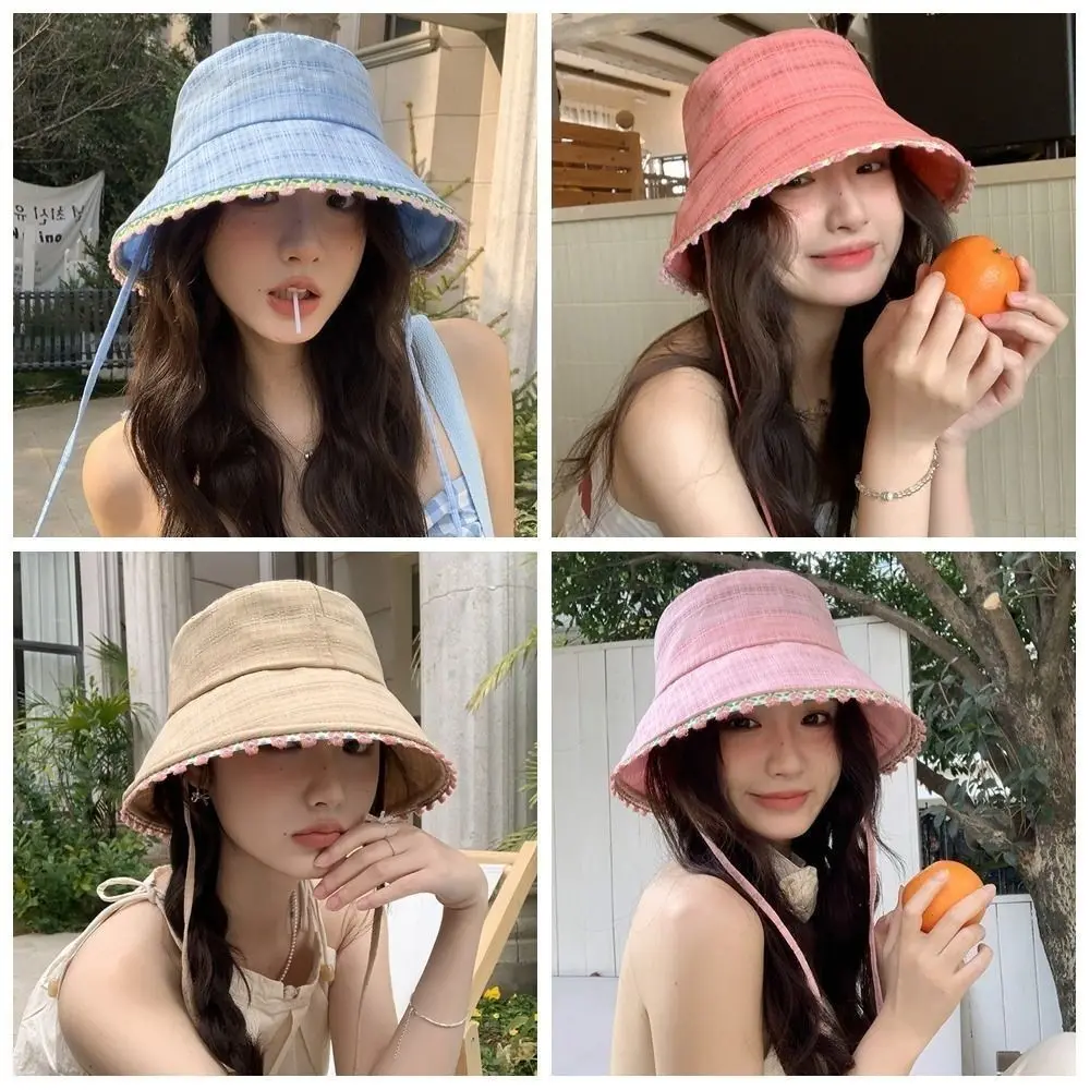 

New Cotton Sunscreen Hat French Style Sun Protection Sun Cap Anti-UV Foldable Fisherman Hat Travel
