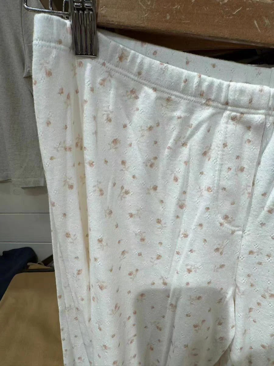 Ensemble t-shirt et pantalon à fleurs roses pour femmes, t-shirts minces à col en V, pantalons longs droits à œillets, décontracté, doux, coton, été, 2 pièces