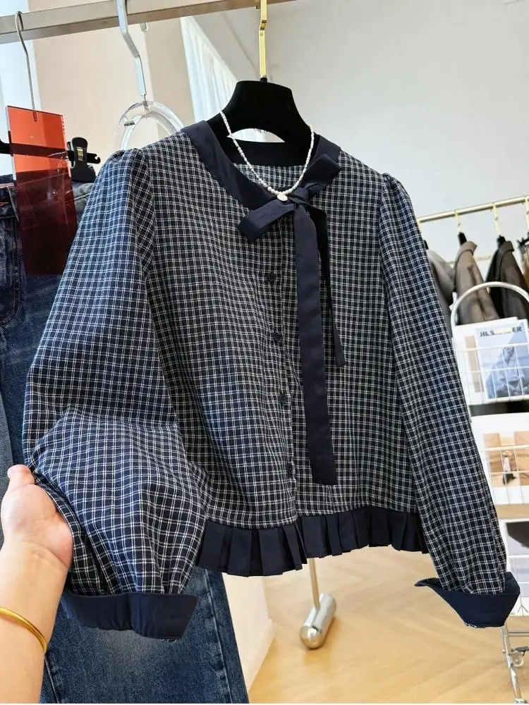 

Женская офисная одежда на пуговицах с длинными рукавами, клетчатая рубашка, женские элегантные блузки, рубашки и блузки, топы для женской одежды