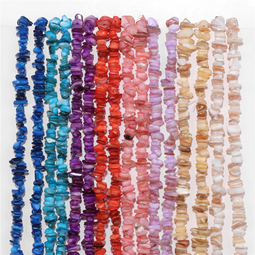 5-8mm Irregular Freeform Chip Gravel Beads Colorful Dyed Shell Loose Spacer Beads for Jewelry Making DIY Bracelet Necklace