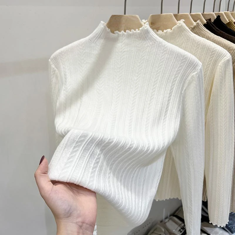 2024 Autumn Winter Women Sweater Half Turtleneck Cashmere Sweater Women Knitted Pullover Fashion Keep Warm Loose Tops