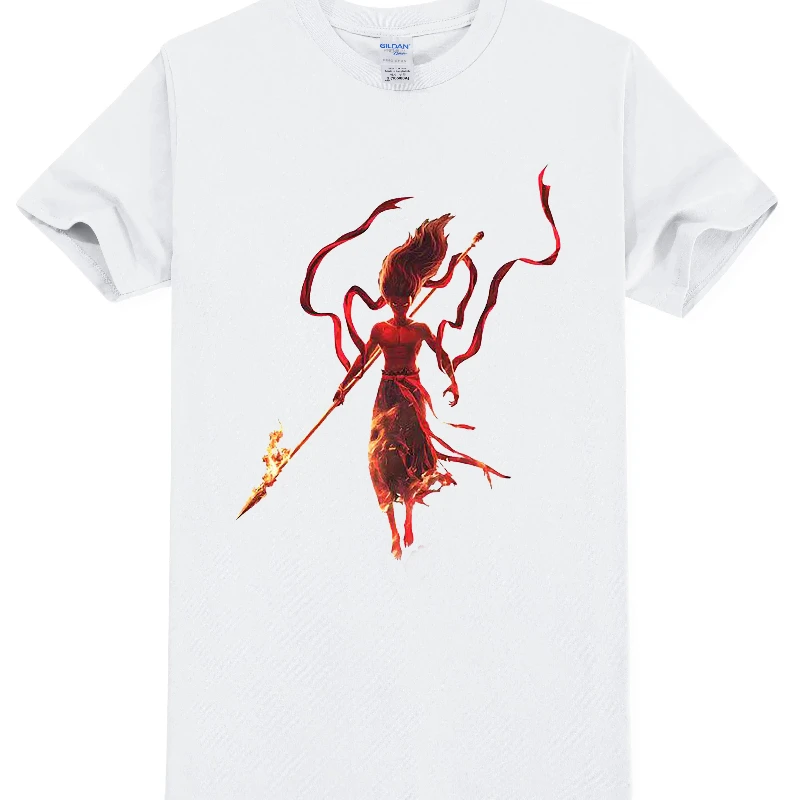 

2025 summer new fashion Chinese style Nezha printed T-shirt for men and women 100% cotton men's casual T-shirt