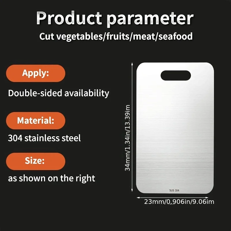 

316 Stainless Steel Panel and Chopping Board Kitchen Household Thickened Double Sided Cutting Board Block Kneading Dough Board