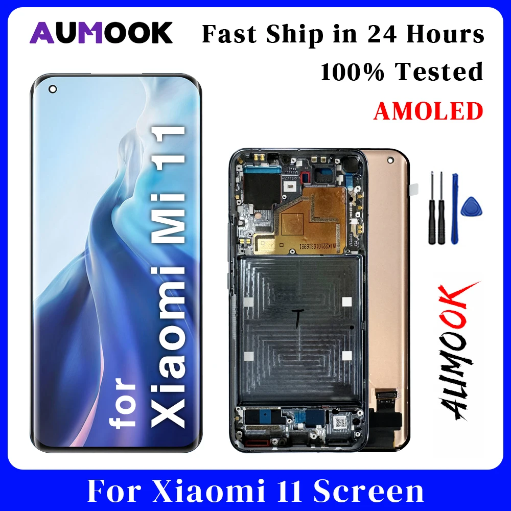 

6.81" AMOLED Screen for Xiaomi 11 LCD Display Touch Screen Assembly Xiaomi Mi 11 Screen With Frame LCD Replacement Parts