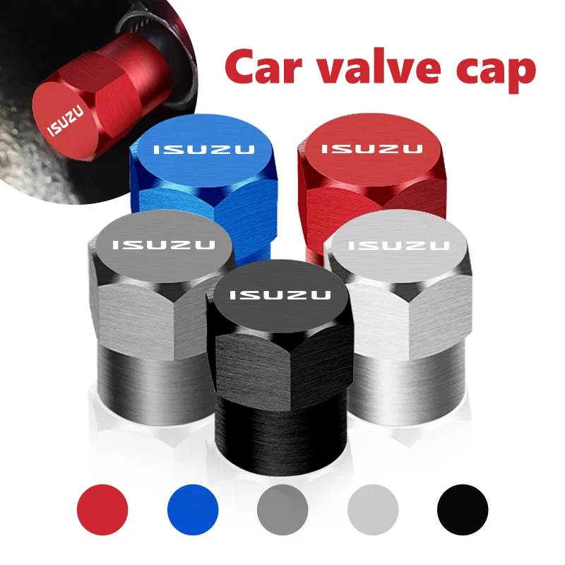 4Pcs Car Air Valve Cap Aluminum Tire Wheel Stem Accessories For Isuzu D-MAX D MAX Dmax I II WFR VAN 4X4 WFR VAN NFR ATV ASCENDER