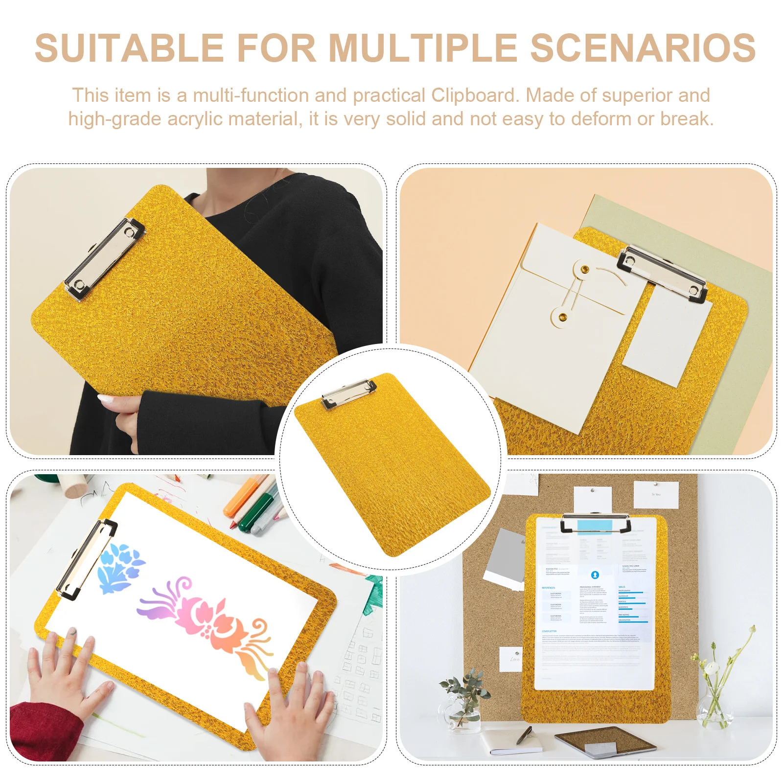 Multi-Function Acrylic Writing Board Clipboard for Teachers Students Workers Portable Paper File Organizer Office Conference
