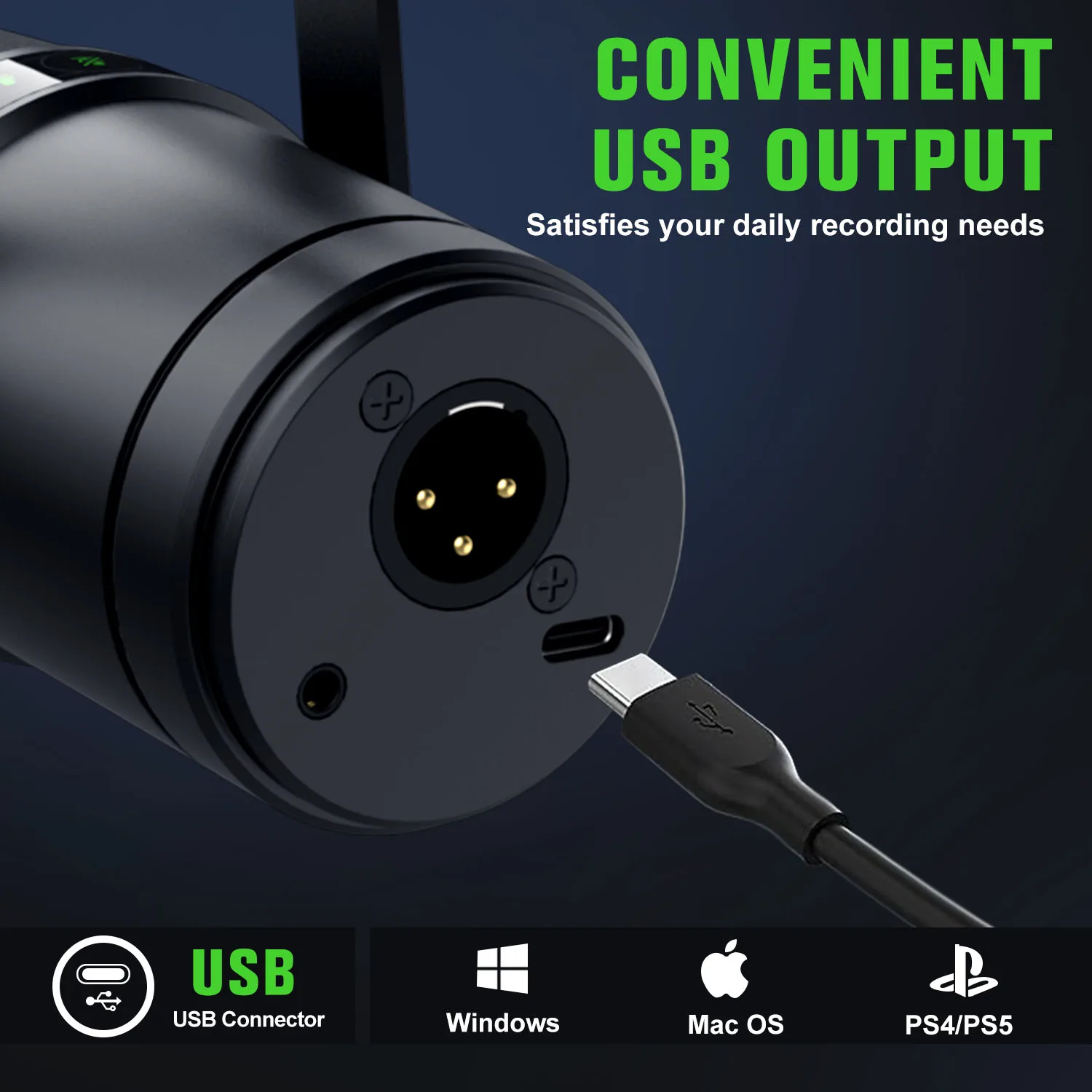 ميكروفون ديناميكي لألعاب البودكاست البث المباشر USB/XLR شاشة تعمل باللمس التحكم عزل الصوت مخرج سماعة الرأس المدمج