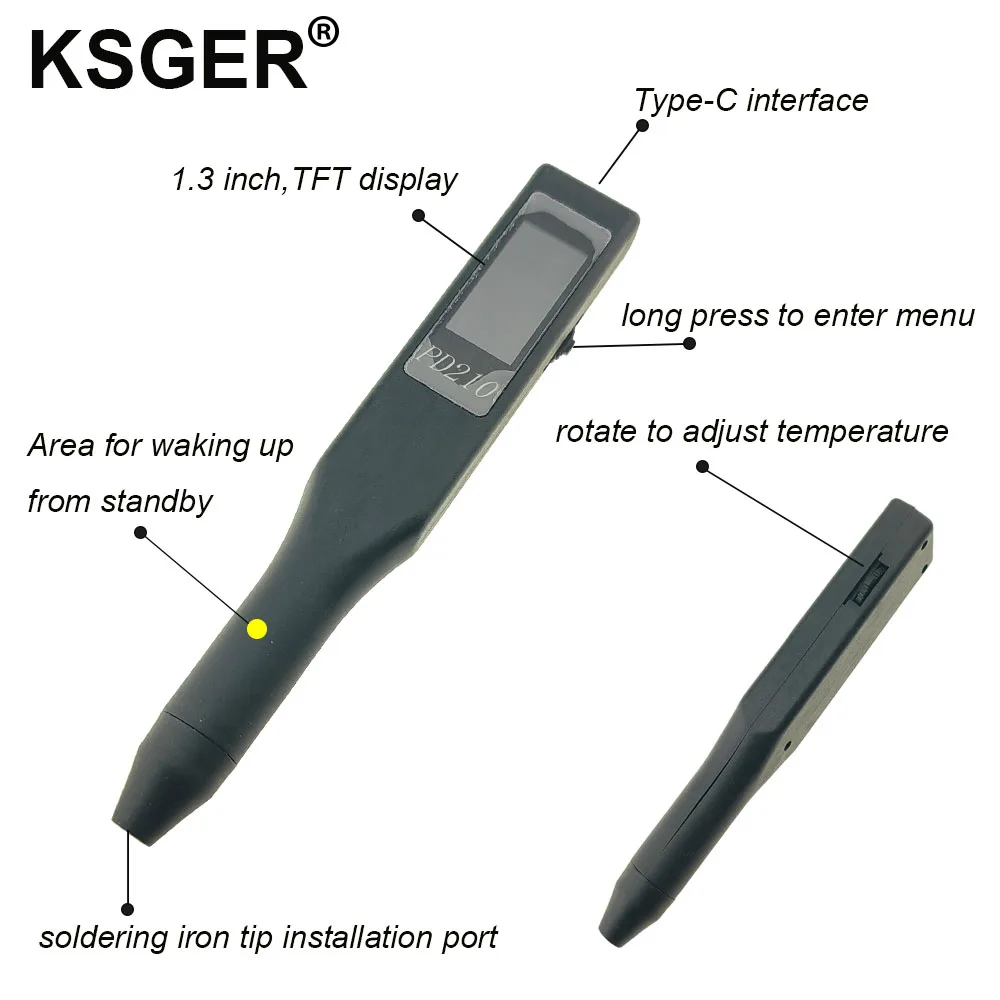 KSGER C210 stazione di saldatura per JBC Iron Tips schermo TFT kit fai da te strumenti elettrici da 1.3 pollici lattine per dormire in standby